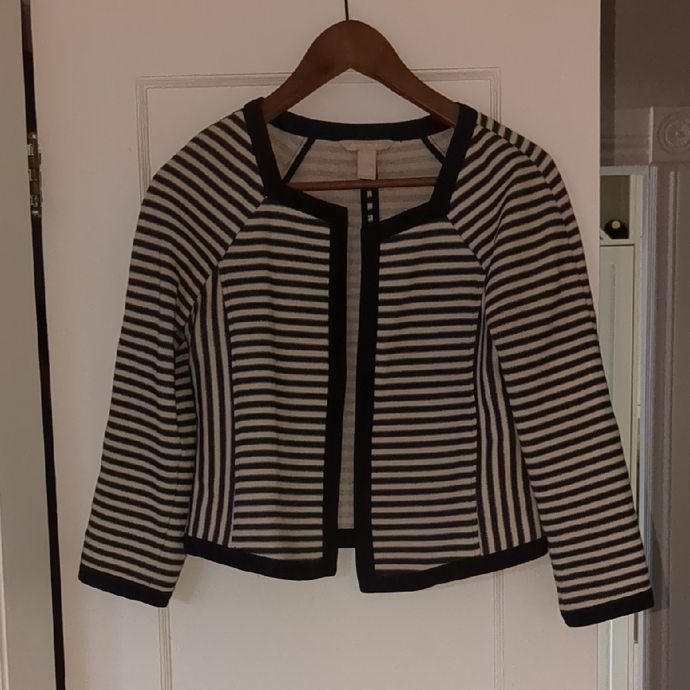 Banana Republic Black and White Striped Blazer